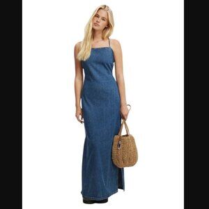 Cotton On Tate Denim Maxi Dress Mystic Blue Sz. US 4 NWT
